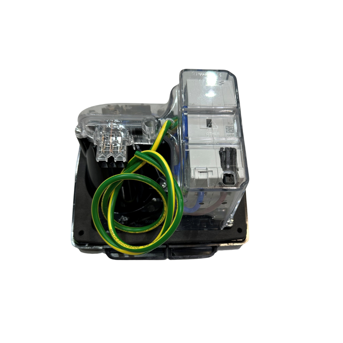 CMS 15AMP Black Single 15A Autoswitch Inlet with 16A RCD Breaker -IP44. JILCBBK-A