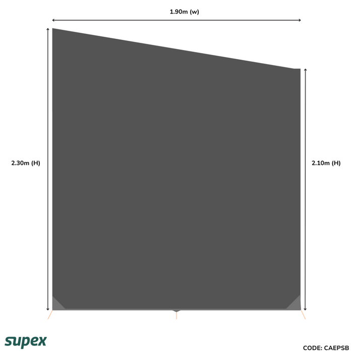 Supex Caravan End Drop Black 1900 x 2300 x 2100mm With Ropes & Pegs