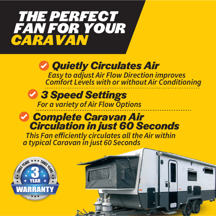 Carabreeze Caravan 12-24V Black Fan Brushless