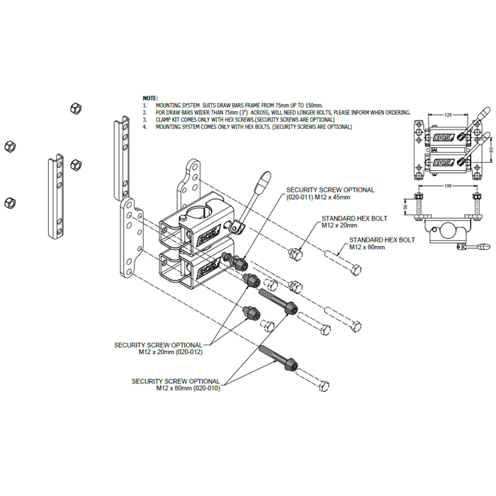 BOS 50mm Twin Clamp Kit - Pair