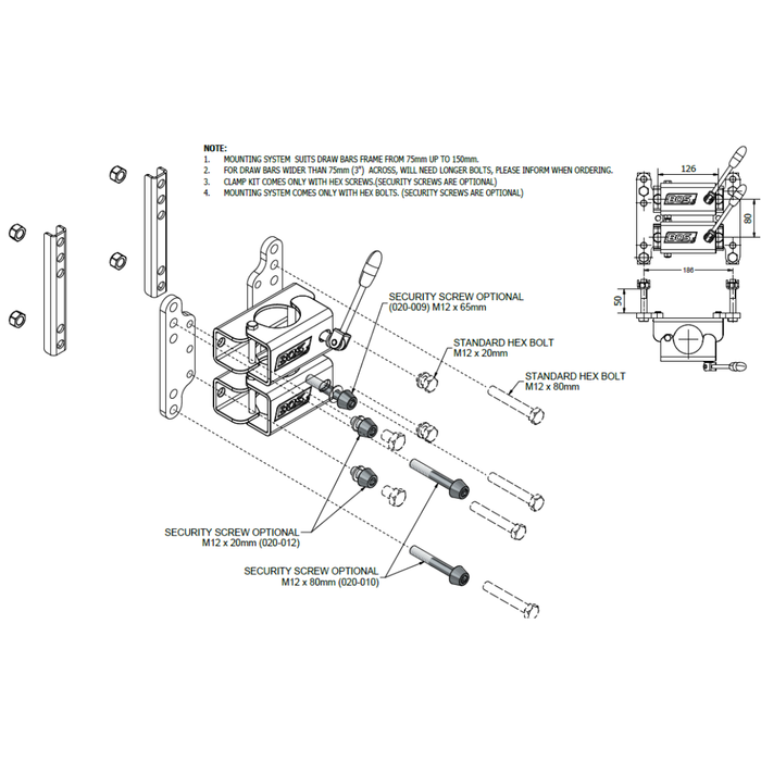 BOS 60mm Twin Clamp Kit - Pair