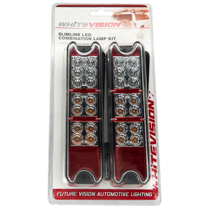 Whitevision Slimline Combo Lamp 10-30V Stop/Tail/Ind/Ref - Twin Pack