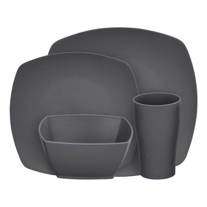 Campfire 16 Piece Grey Square Dinner Set