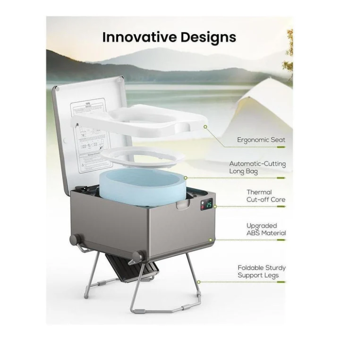 LooSeal EVO Auto Sealing Waterless Toilet Portable - Grey