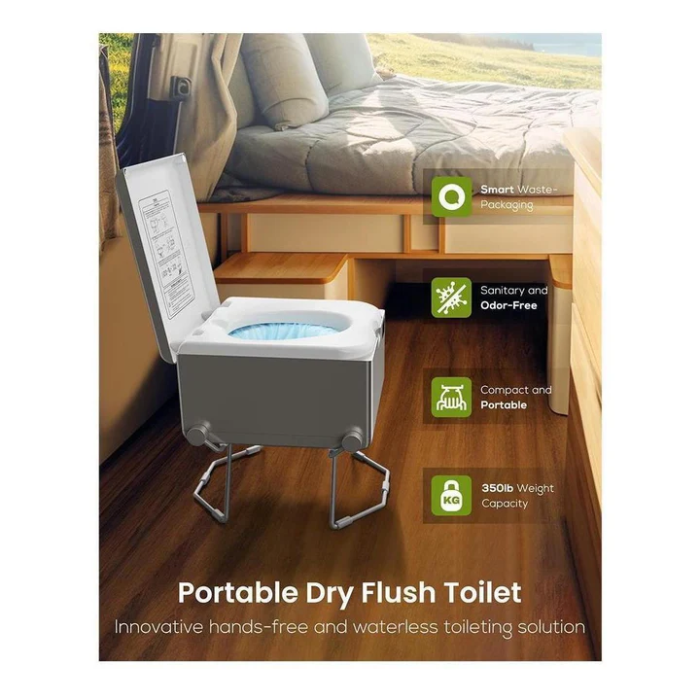 LooSeal EVO Auto Sealing Waterless Toilet Portable - Grey