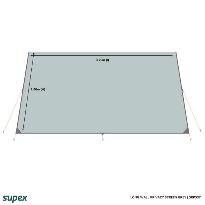Supex Silver/Grey Caravan Privacy Screen 13' 3700x1800mm