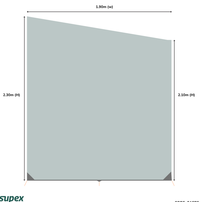 Supex Caravan End Drop Silver/Grey 1900 x 2300 x 2100mm With Ropes & Pegs