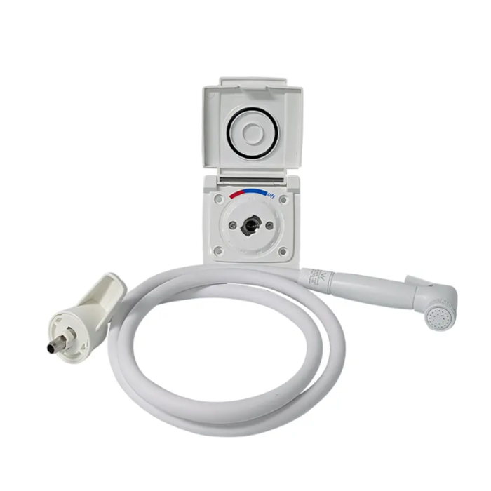 COAST RV External Camper Shower Point - White with 1.5Mtr Hose