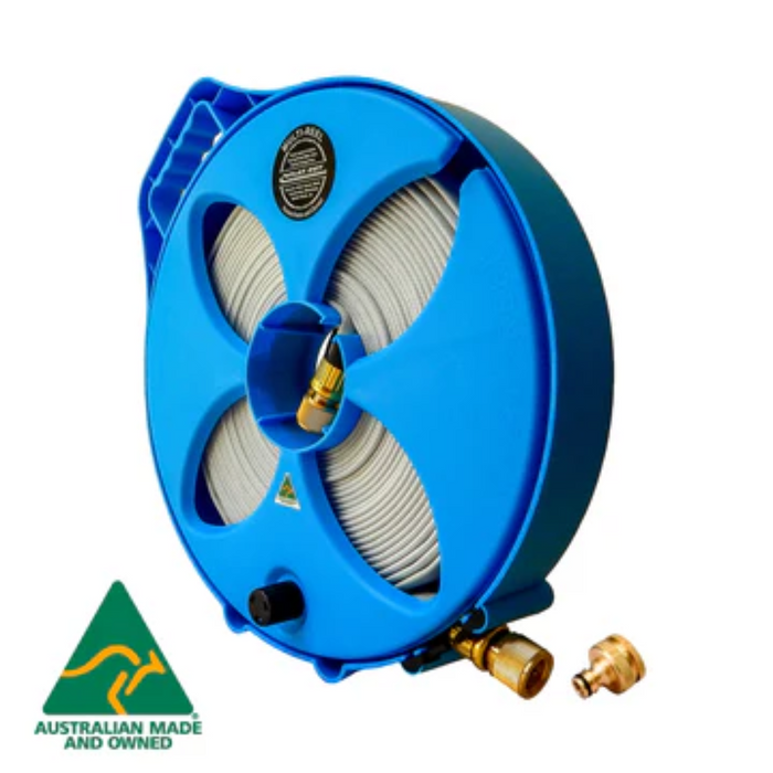 12.5m Flat Out Drink Water Hose on  Narrow Multi-Reel - Electric Blue