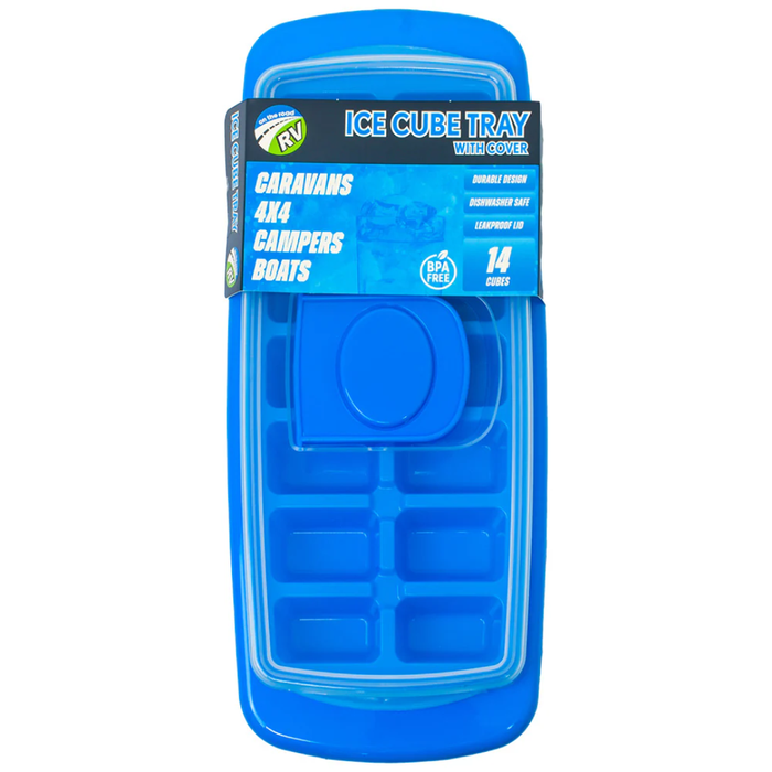 Ice Cube Tray With Cover - Blue