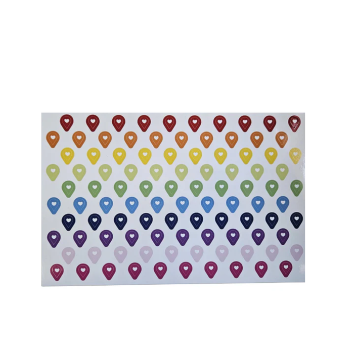 Travel Map Location Stickers Heart Pin Markers - Rainbow