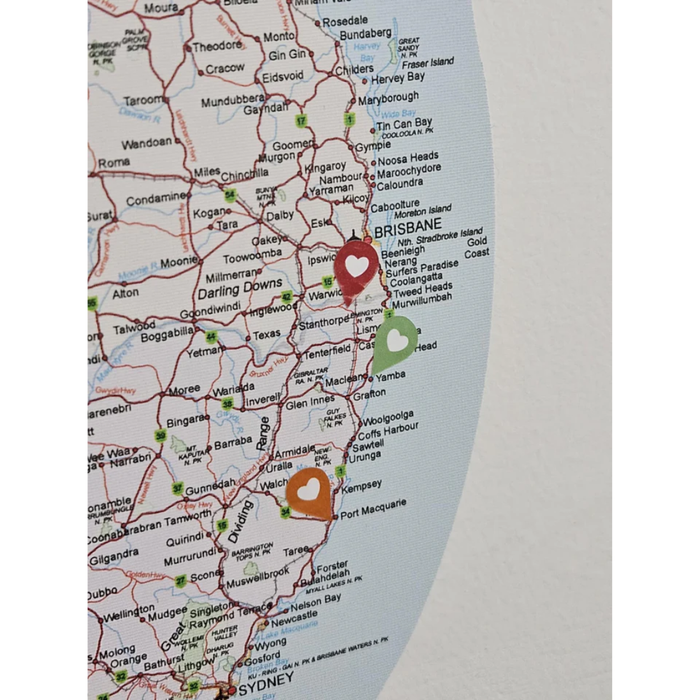 Travel Map Location Stickers Heart Pin Markers - Rainbow