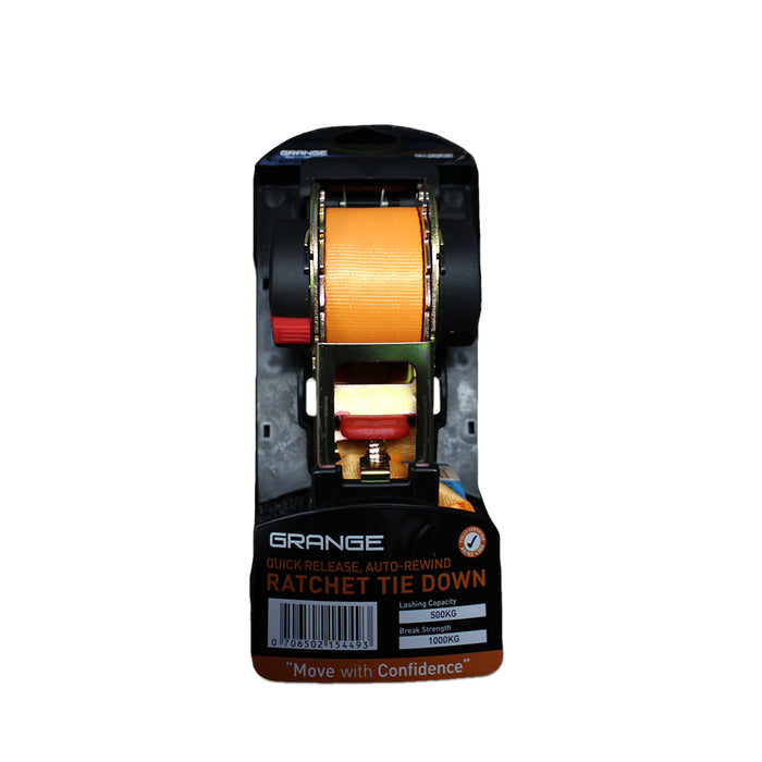 Schutts Quick Release Retractable Ratchet Tie Down 500kg 38mm x 4m Each