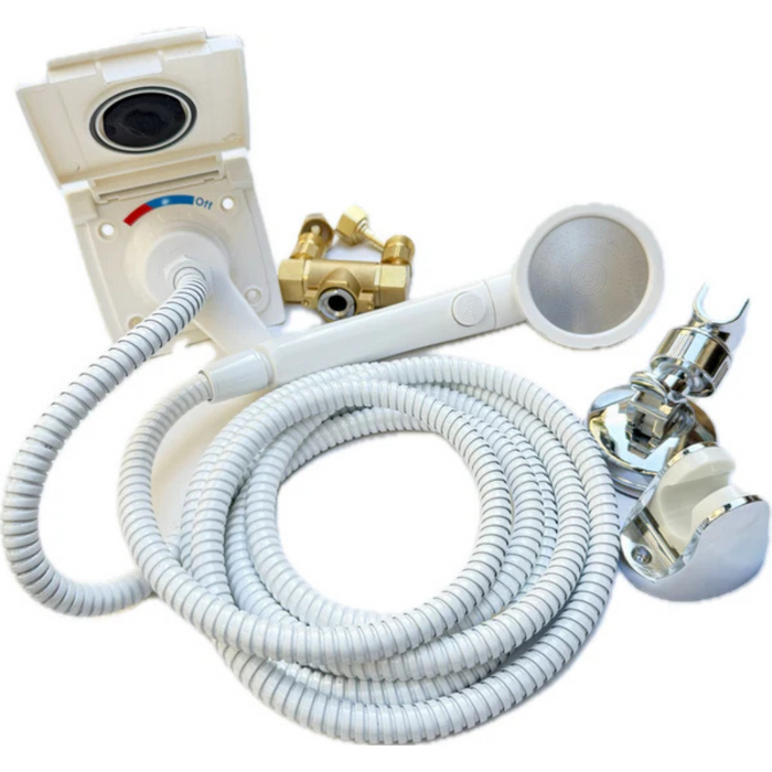 EZY RV Exterior Shower Outlet Black With 3M Hose