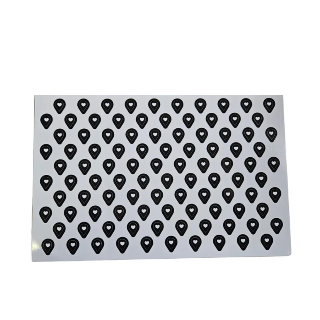 Travel Map Location Stickers Heart Pin Markers - Black