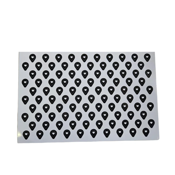 Travel Map Location Stickers Heart Pin Markers - Black