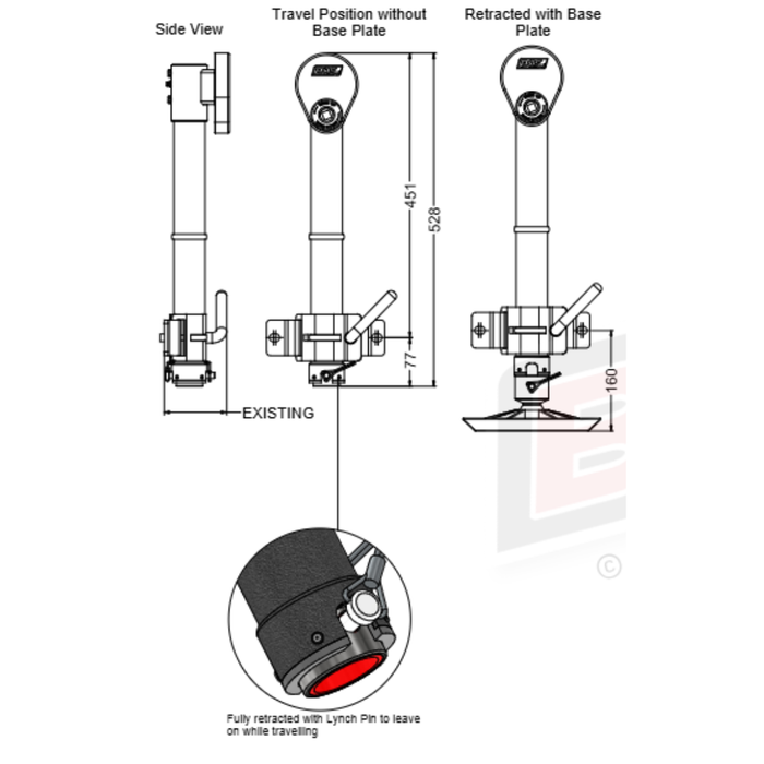 BOS 2 Rib Sidewider & Base Plate Jockey Unit 50mm