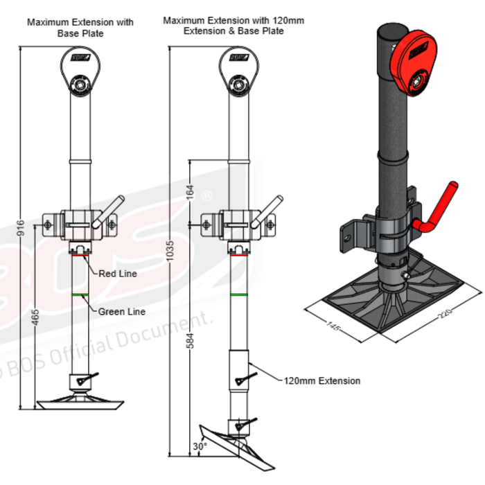 BOS 2 Rib Sidewider & Base Plate Jockey Unit 50mm