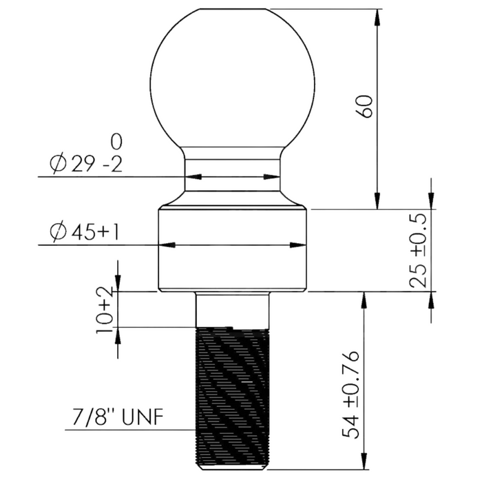 Mister Hitches Tow Ball 25mm Hi-Rise 3500kg Chrome Steel ADR62