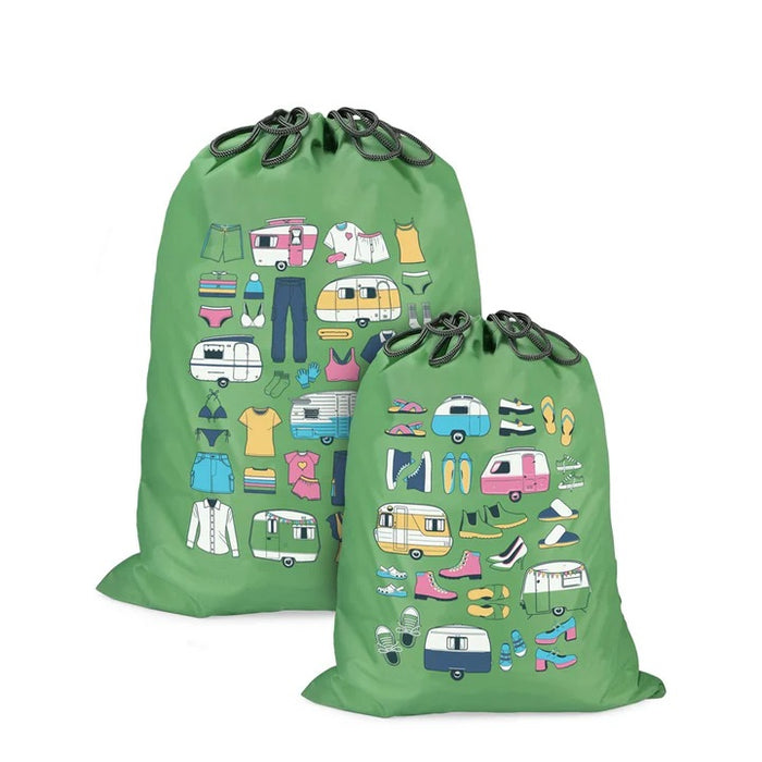 Travel Bag Combo, Mini Laundry Bag & Shoe Bag - Iconic Classic Green