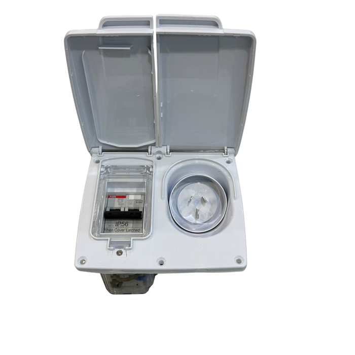 CMS 15AMP White Single 15A Autoswitch Inlet with RCD Switch -IP44. JILCBBK-A