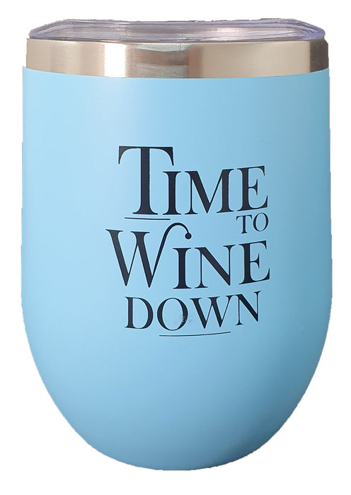 Insulated Keep Cup Blue - Time To Wine Down