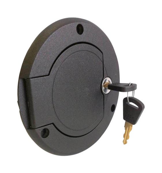 Camec Lockable Water Filler L/H Hinge Black One Key Compatible