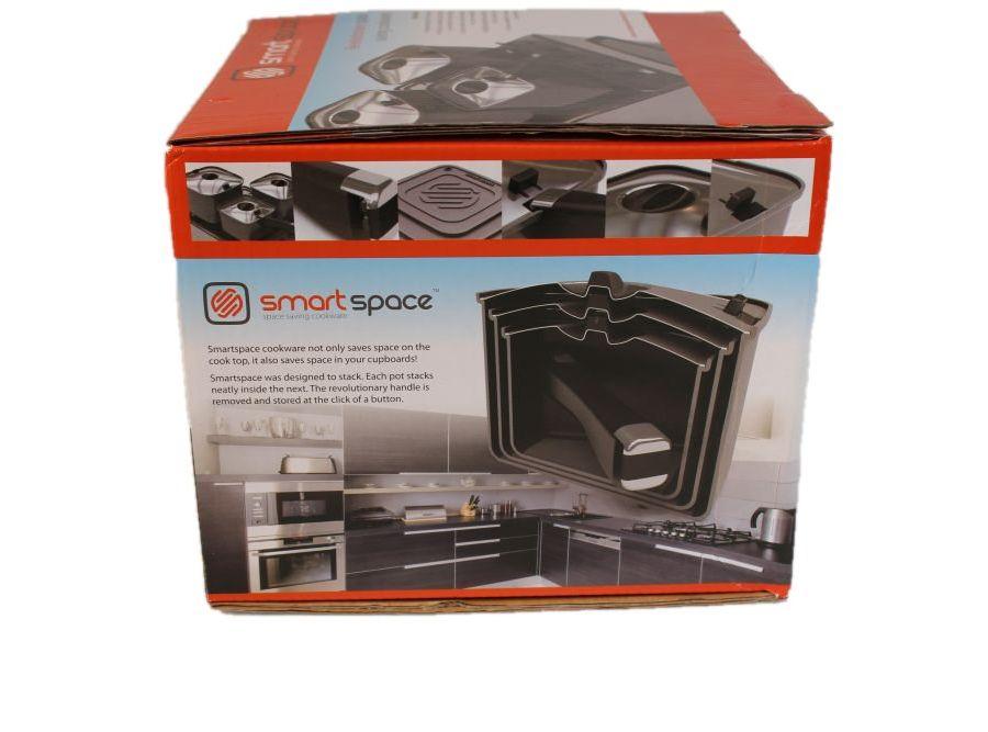 Smart Space Stackable Smartspace Stacking Pots With Lids - Set Of 3 Teflon Coated