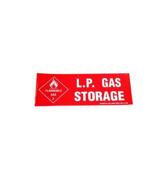 LP Gas Storage Sticker White On Red