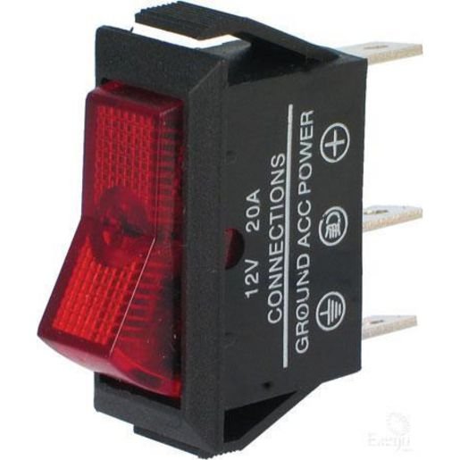 Narva Illuminated Off/On Rocker Switch Red 20A At 12V Only