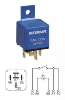 Narva 12V 30A 5 Pin Mini Relay With Resistor