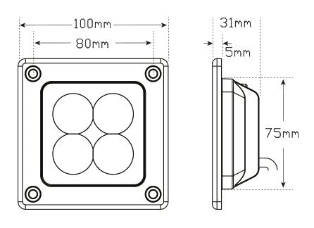 LED Autolamps 9-30V Recessed Flood/Reverse Lamp Black