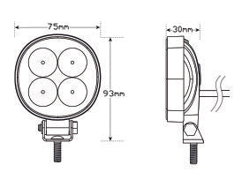 LED Autolamps Round Work Flood/Reverse Lamp Black Base