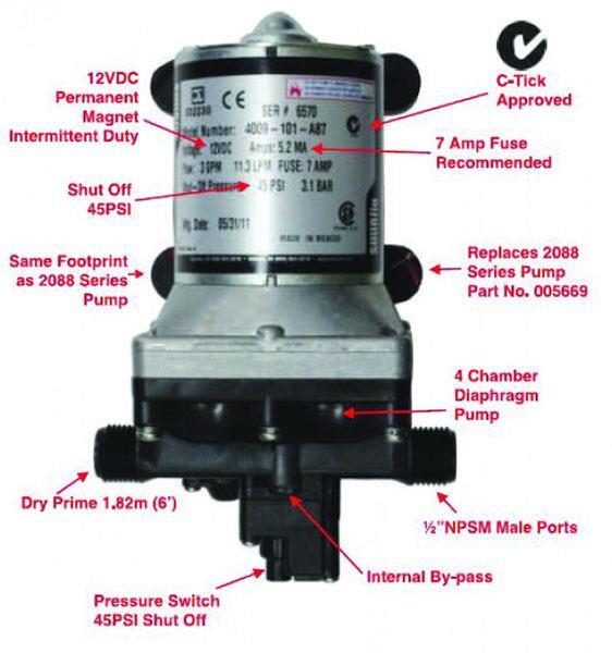 Shurflo 4009 12V Fresh Water Pump With Twist On Filter