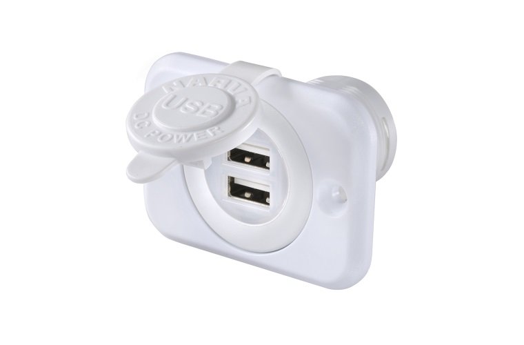 Narva Heavy Duty Flush Mount Dual USB Socket - White