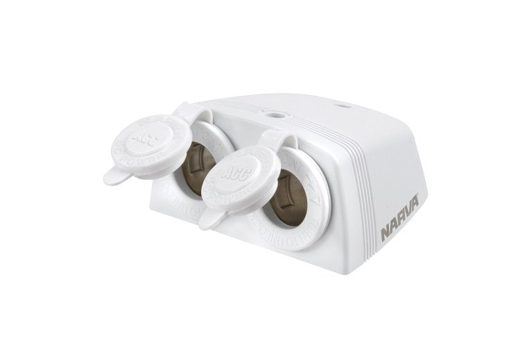 Narva Heavy Duty Twin Surface Mount Accessory/Merit Sockets - White