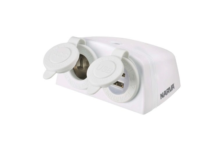 Acc/Dual USB Twin Socket Surface Mount White
