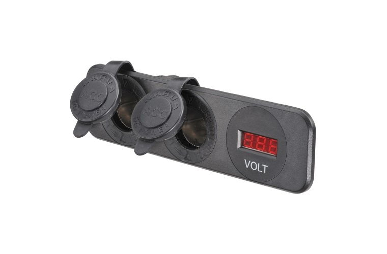 Narva Heavy Duty Twin Accessory Sockets & 12/24V DC LED Volt Meter