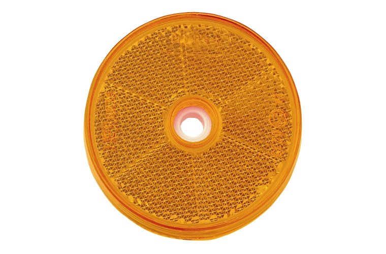 Narva Retro Reflector Amber Central Fixing Hole - 60mm Round 2 Pack