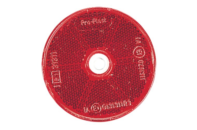 Narva Retro Reflector Red Central Fixing Hole - 60mm Round 2 Pack