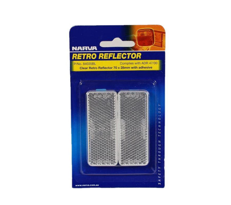 Narva Retro Reflector Clear Self Adhesive - 70 X 28mm Pack 2