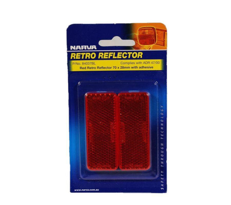 Narva Retro Reflector Red Self Adhesive - 70 X 28mm Pack 2