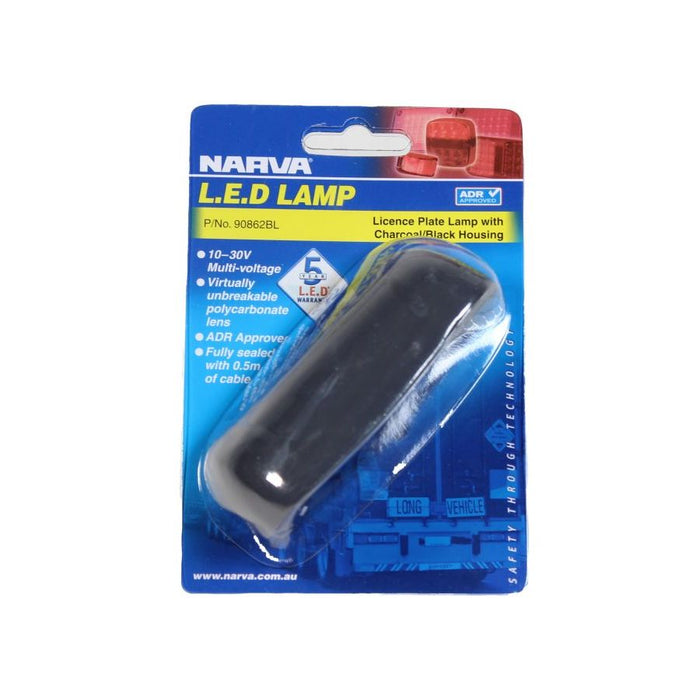 Narva 10-30V Licence Plate Lamp - Charcoal/Black Housing 0.5M Cable