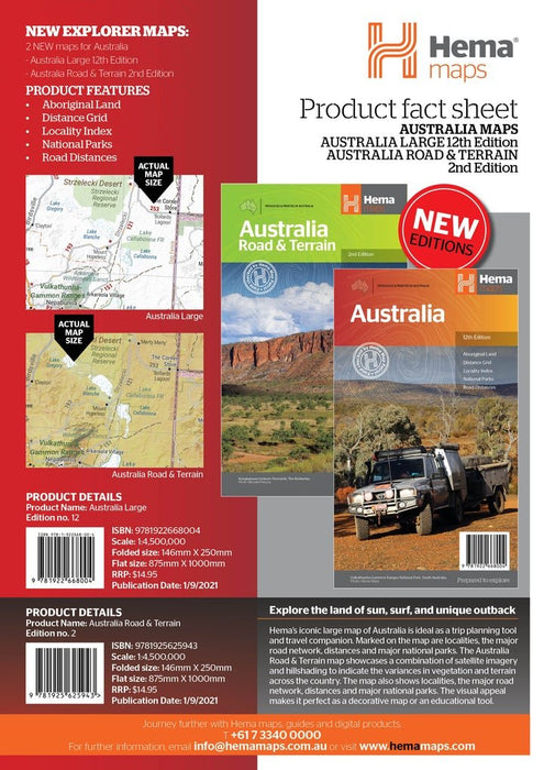 Hema Australia Road & Terrain Map 2nd Edition