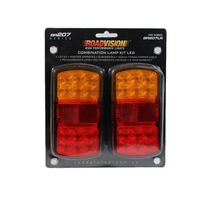 Roadvision 12V LED Combination Lamp Stop/Tail/Ind/Ref 150 X 80 X 23mm - Twin Pack