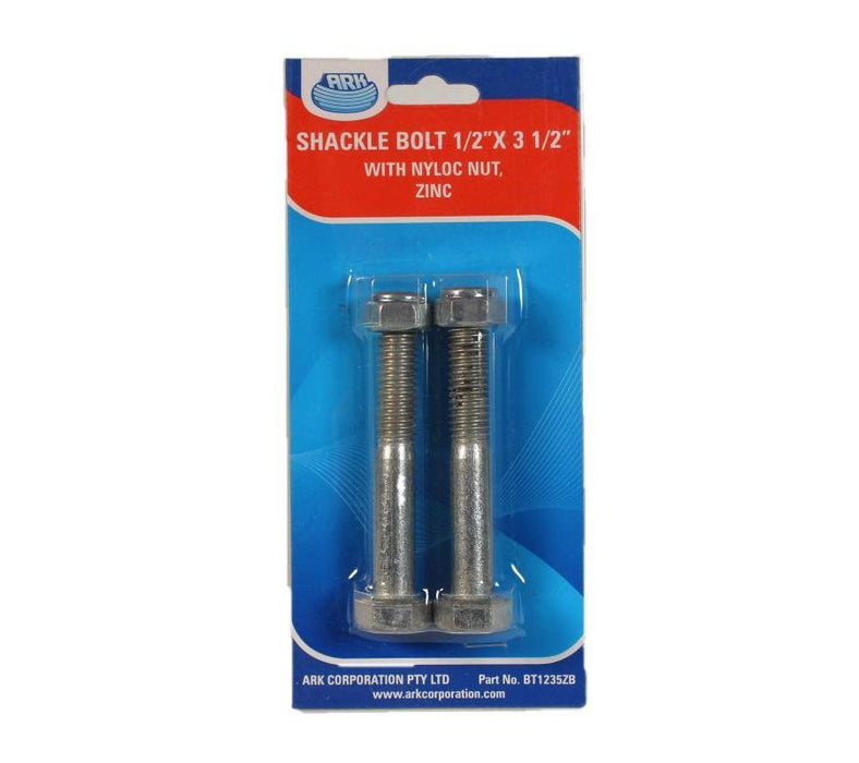 Shackle Bolts 1/2" X 3 1/2" With Nyloc Nuts, Zinc Plated - Pair