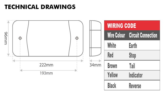 Whitevision 220 Series Smart Clip LED Combo Lamp 9-33V Stop/Tail/Ind W/Rev