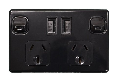 Double Pole Power Point With USB Charger - Black