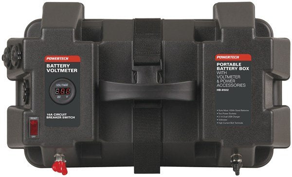 Powertech Battery Box With Voltmeter And USB Charge