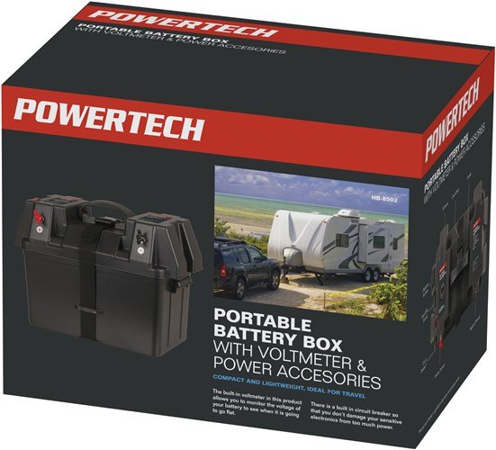 Powertech Battery Box With Voltmeter And USB Charge